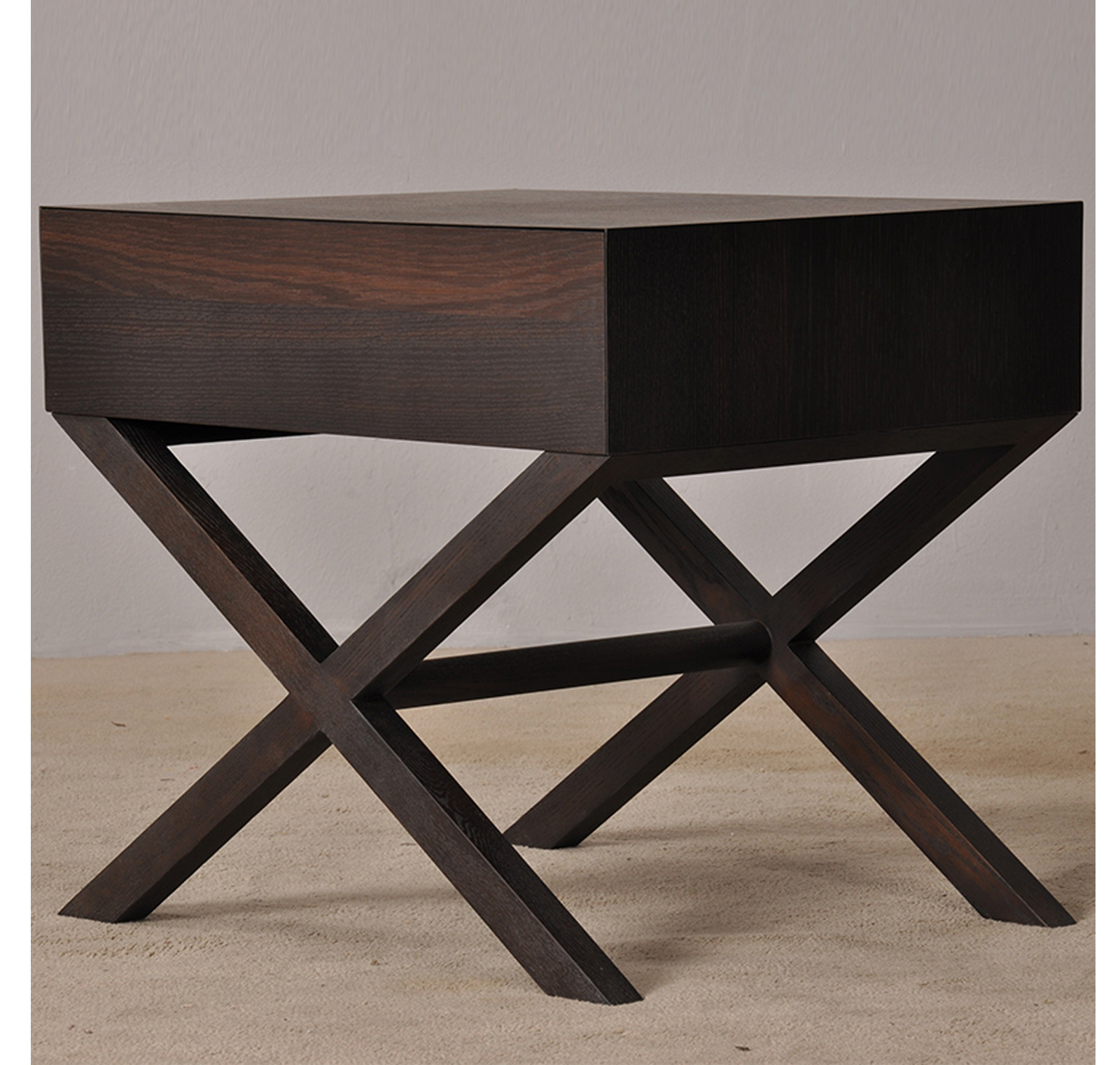 a1系列床头柜意式极简床头柜烟熏色实木卧室北欧床边斗柜